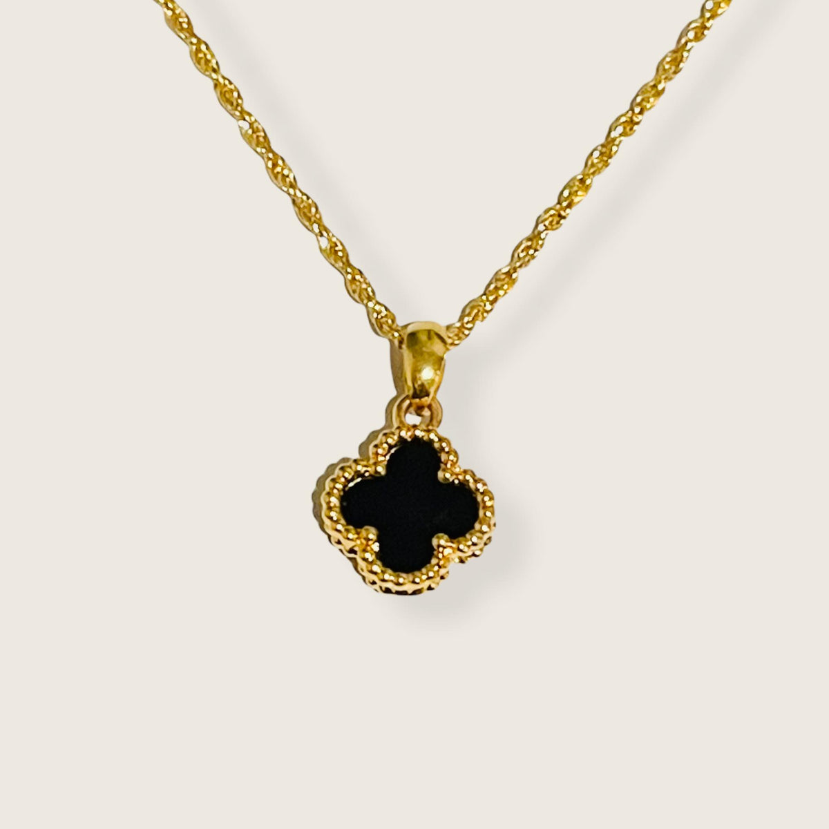 21K Gold Black Clover Necklace