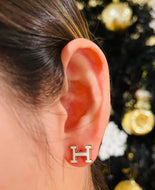 Stud Earrings - H Letter | 18K Yellow Gold