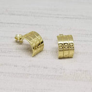 Stud Earrings - Half Three Loop | 18K Yellow Gold