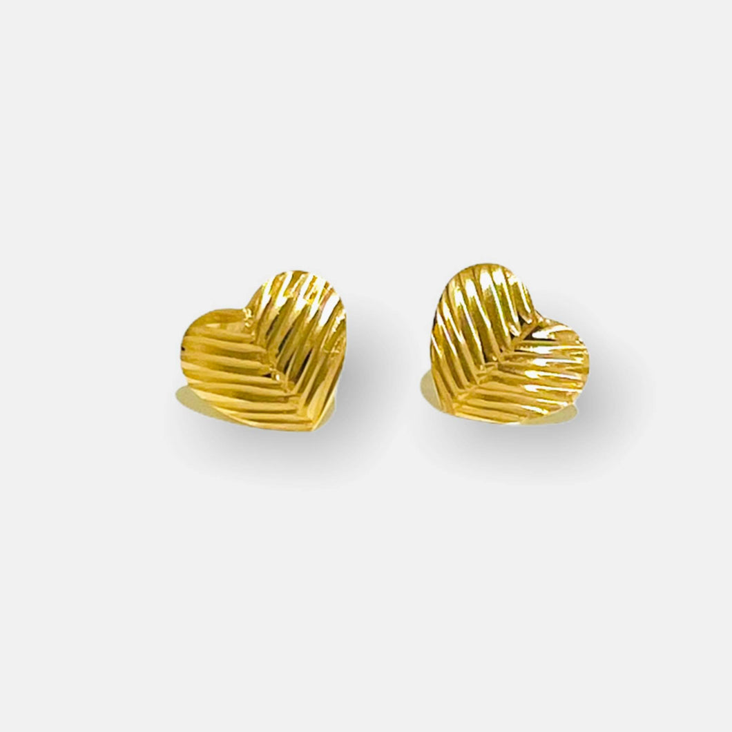 Stud Earrings - Heart MZE04 | 18K Yellow Gold