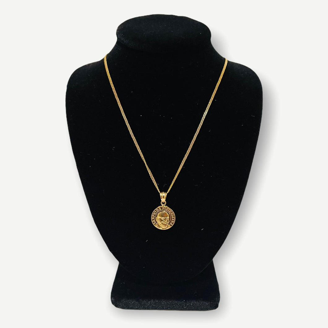 Necklace - Padre Pio Medal | 18K Yellow Gold