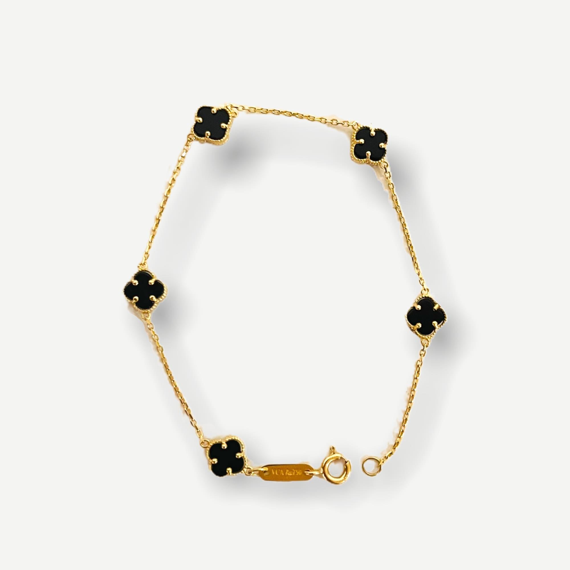 18-karat Gold-plated Black Clover Bracelet Crystal Clover 