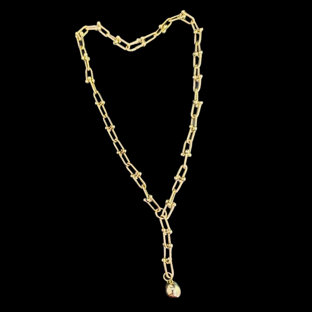 Necklace - All Chain x Ball Drop Pendant  | 18K Yellow Gold