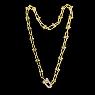Necklace - All Chain with stones | 18K Yellow Gold