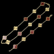 Jewelry Set - Clover Gold and Red | 18K Yellow Gold