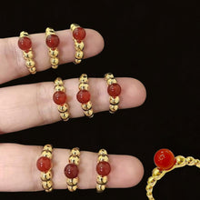 Load image into Gallery viewer, Ring - Beaded Bubble Ring with Red Stone | 18K Yellow Gold
