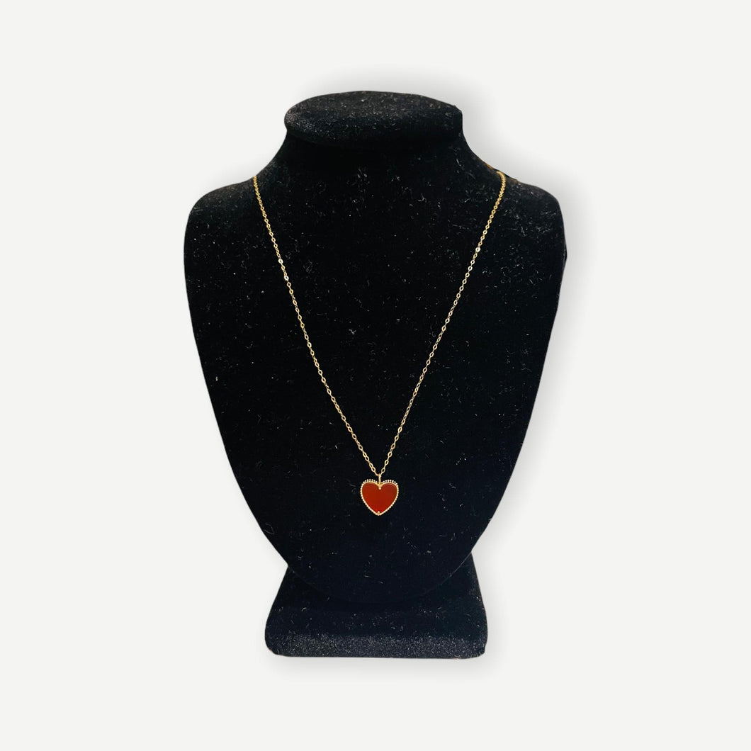 Necklace - Heart (Red) | 18K Yellow Gold