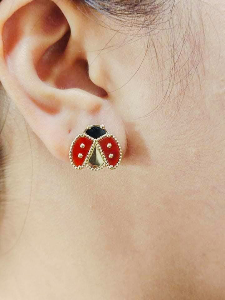 Stud Earrings - Ladybug | 18K Yellow or Rose Gold