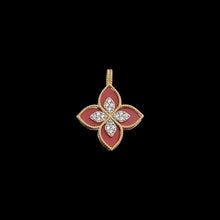 Load image into Gallery viewer, Pendants - Four Petals with stones | 18K Yellow Gold
