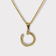 Necklace - Nail Style with stones | 18K Yellow Gold