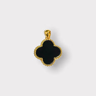 Necklace - Clover 15mm (Black) | 18K Yellow Gold