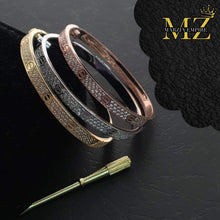 Load image into Gallery viewer, Bangle - Single Screw with stones | 18K Yellow, White or Gold
