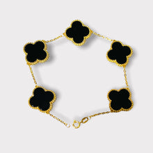 Load image into Gallery viewer, Bracelet - Clover - Black 14mm | 18K Yellow Gold
