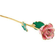 24K Roses - Lacquered Rose with Gold Trim - Pink Pearl Rose