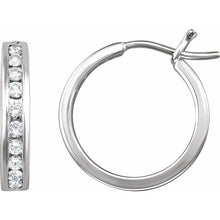 Load image into Gallery viewer, Earrings - Diamond Hoops | 14K White Gold
