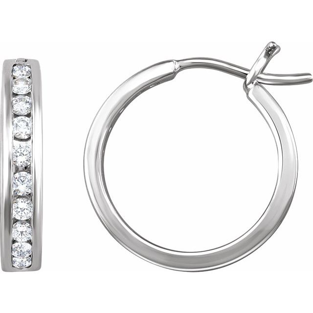 Earrings - Diamond Hoops | 14K White Gold
