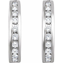 Load image into Gallery viewer, Earrings - Diamond Hoops | 14K White Gold
