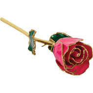 24K Roses - Lacquered Rose with Gold Trim - Magenta Rose