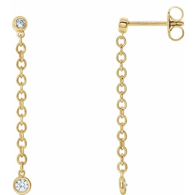 Stud Earrings - Diamond Bezel Set Chain | 14K Yellow, White or Rose Gold