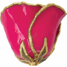 Load image into Gallery viewer, 24K Roses - Lacquered Rose with Gold Trim - Magenta Rose
