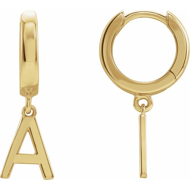 Earrings - Letter A to Z Huggie | 18K Yellow Gold