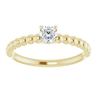 Ring - Solitaire Beaded Diamond Engagement | 18K Yellow Gold