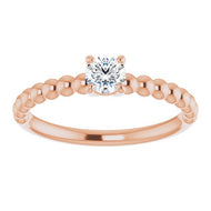 Ring - Solitaire Beaded Diamond Engagement | 18K Rose Gold