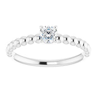 Ring - Solitaire Beaded Diamond Engagement | 18K White Gold