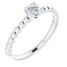 Load image into Gallery viewer, Ring - Solitaire Beaded Diamond Engagement | 18K White Gold
