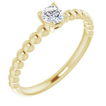 Load image into Gallery viewer, Ring - Solitaire Beaded Diamond Engagement | 18K Yellow Gold
