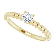 Load image into Gallery viewer, Ring - Solitaire Beaded Diamond Engagement | 18K Yellow Gold
