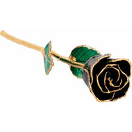 24K Roses - Lacquered Rose with Gold Trim - Black Rose