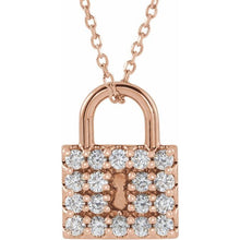 Load image into Gallery viewer, Necklace - Lock with Diamonds | 14K Yellow, White &amp; Rose Gold
