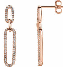 Load image into Gallery viewer, Earrings - Link with Diamonds | 14K Yellow, White &amp; Rose Gold
