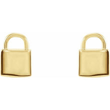 Load image into Gallery viewer, Stud Earrings - Petite Lock | 14K Yellow, White &amp; Rose Gold
