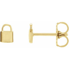 Load image into Gallery viewer, Stud Earrings - Petite Lock | 14K Yellow, White &amp; Rose Gold
