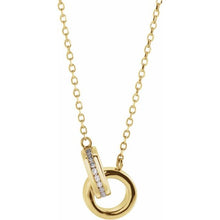 Load image into Gallery viewer, Necklace - Interlocking Circle with Diamonds | 14K Yellow, White or Rose Gold
