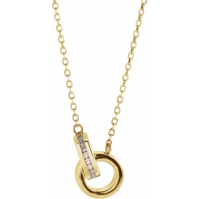 Necklace - Interlocking Circle with Diamonds | 14K Yellow, White or Rose Gold