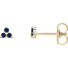 Load image into Gallery viewer, Stud Earrings - Three Stone  | 18K Yellow or White Gold
