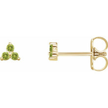 Load image into Gallery viewer, Stud Earrings - Three Stone  | 18K Yellow or White Gold
