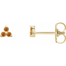 Load image into Gallery viewer, Stud Earrings - Three Stone  | 18K Yellow or White Gold
