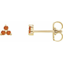 Load image into Gallery viewer, Stud Earrings - Three Stone  | 18K Yellow or White Gold
