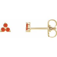 Load image into Gallery viewer, Stud Earrings - Three Stone  | 18K Yellow or White Gold
