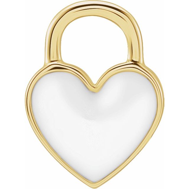 Pendant - Heart (White Enamel) | 14K Yellow, White or Rose Gold