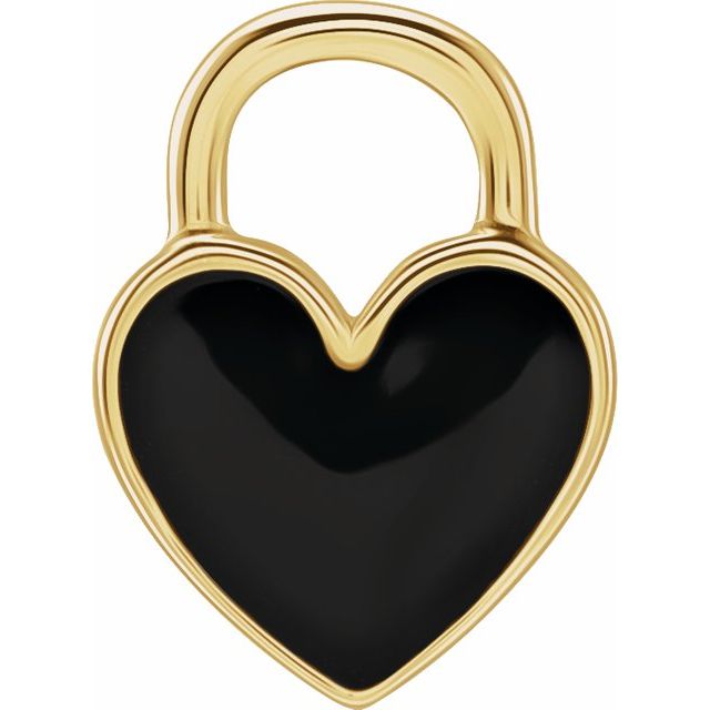 Pendant - Heart (Black Enamel)  | 14K Yellow, White or Rose Gold