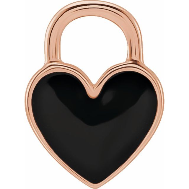 Pendant - Heart (Black Enamel)  | 14K Yellow, White or Rose Gold