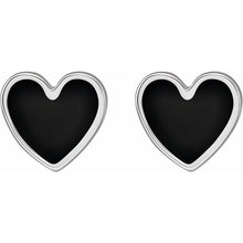 Load image into Gallery viewer, Stud Earrings - Heart (Black Enamel)  | 14K Yellow, White or Rose Gold
