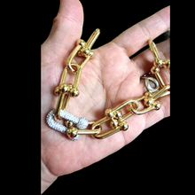 Load image into Gallery viewer, Bracelet - All Chain with stones | 18K Yellow or Rose Gold
